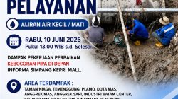 Perbaikan Pipa Distribusi Utama di Depan Informa Simpang Kepri Mall, Sejumlah Area Berpotensi Alami Gangguan Air